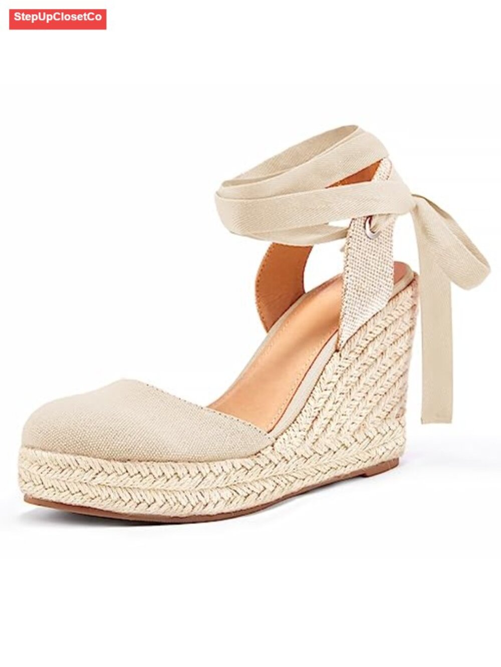 Women's Suede Lace Up Espadrille Wedge Sandals